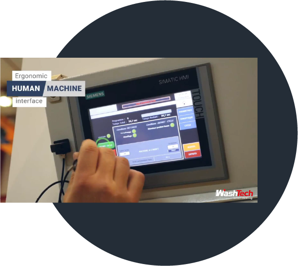 HMI con vizualizacion en vivo de maquina de limpieza tecnica