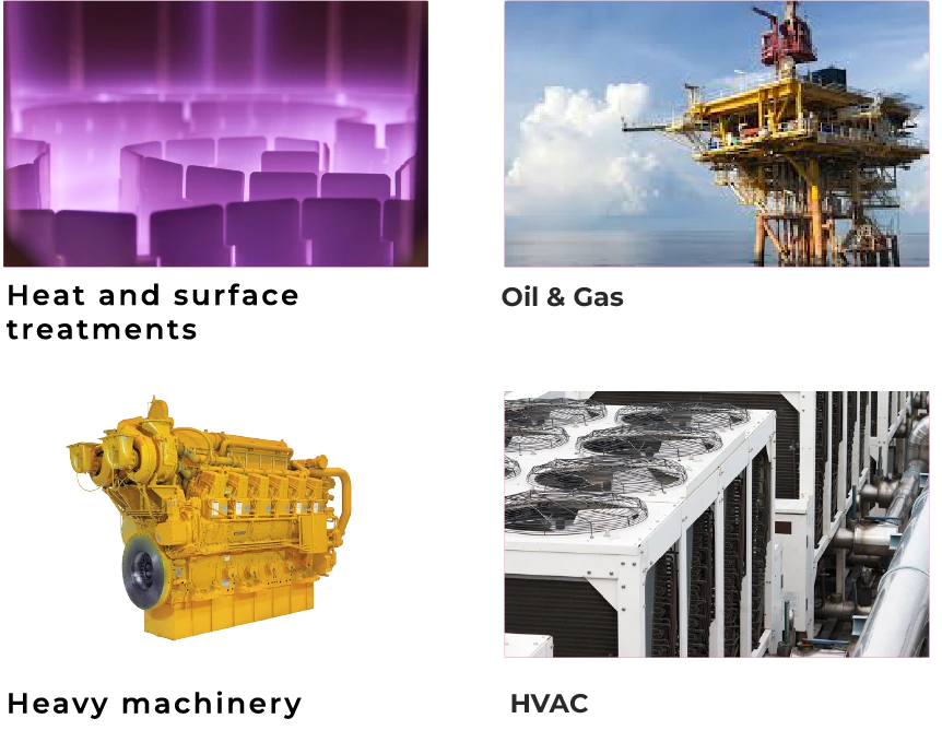 Metal parts in heat treatment furnace before final washing