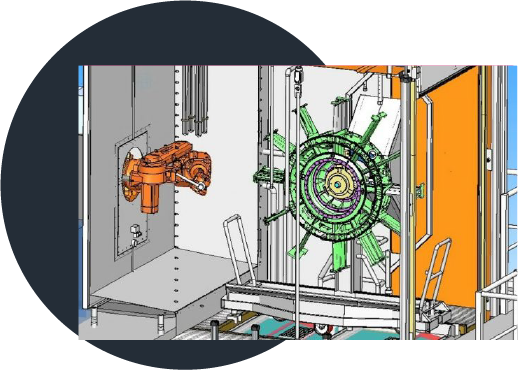 Parts washer with integrated robot