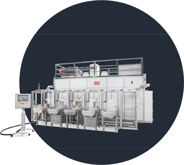 Cleaning Machine with Combination of Spray, Immersion, and Ultrasound