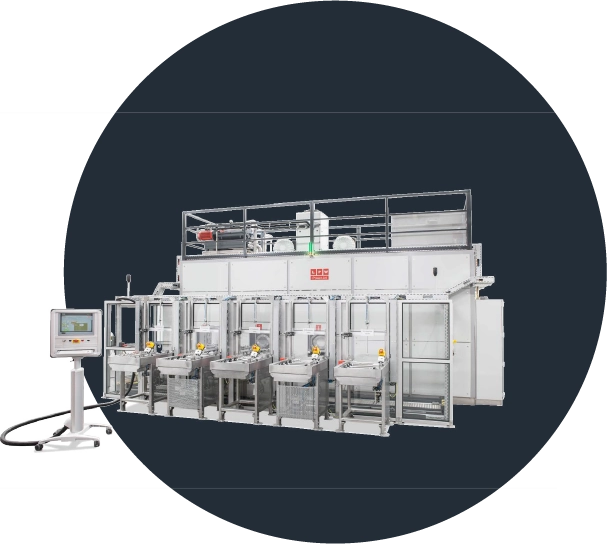 Cleaning Machine with Combination of Spray, Immersion, and Ultrasound