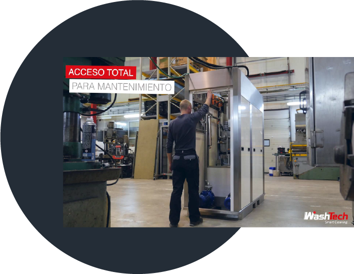 Compact drum washer designed for easy and quick maintenance