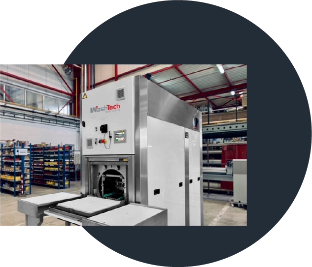 Modular drum cleaning system for small batches in manufacturing