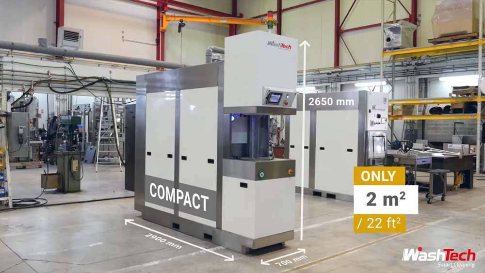 Compact MecanoFAST parts washer: 2 m² footprint, an alternative to a tunnel washer